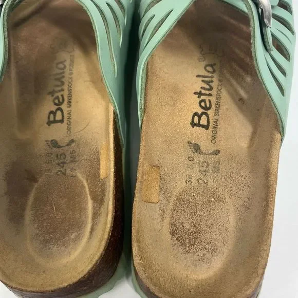 Birkenstock Green Sandals with Silver Buckles - Picture 7 of 14